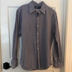 Polo by Ralph Lauren Men's Navy and White Gingham Shirt